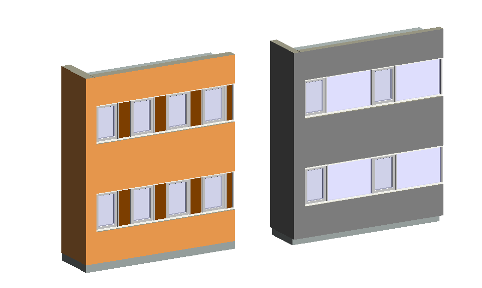 simulation de façades en divers matériaux